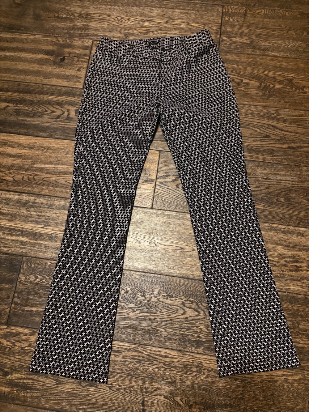 Express Black and White Geometric Dress Pants for Men